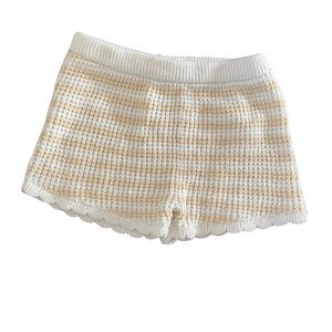 100% Cotton. Cream and Tan Knit Shorts